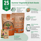 Organo Republic 25 Summer Vegetable & Herb Garden Seeds Variety Pack - 6,820+ Non-GMO Heirloom Veggie & Herb Seeds for Outdoors & Indoor Home Gardening: Tomato, Okra, Bean, Cucumber, Basil, Rosemary