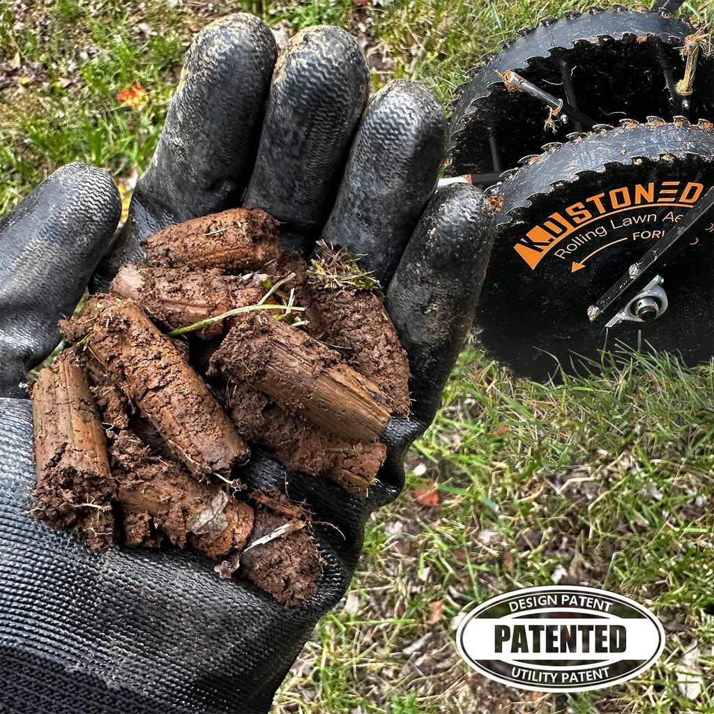 Patented Rolling Lawn Coring Aerator Yard Grass Pulling Plugs Manual Aeration Tool Push Roller Rotary Compacted Garden Soil Loosening