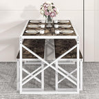 VECELO Kitchen Dining Table Set for 4 to 6, 55" Wood Dinette 2 Benches with Metal Frame for Dinner Breakfast Nook and Small Space, Dark Brown