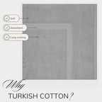 TEXTILOM Luxury 2 Pack Banded Cotton Bath Mats for Bathroom Floor [ Hotel, Spa, Tub, Shower Bath Mat Floor Towel Set ], Machine Washable & Soft & Absorbent & Quick Dry (20''x34'')- Grey