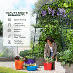 Idzo Garden Arch Trellis, 88in Tall Stainless Steel Tunnel Vegetable Trellis w PE Coating Protect Against Rust, Space-Saving & Durable Cucumber Trellis for Climbing Plants Outdoor, Minimal Maintenance