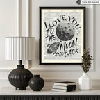 Poster Master Dictionary Art Poster - I Love You To The Moon and Back Print - Motivational Art - Gift for Him, Her & Lovers - Romantic Decor for Dorm, Bedroom or Living Room - 16x20 UNFRAMED Wall Art