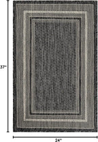Unique Loom Outdoor Border Collection Area Rug - Soft Border (2' x 3' 1" Rectangle, Black/ Ivory)