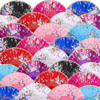 Geetery 30 Pcs Folding Hand Fan for Line Dancing Spanish Boots on The Ground Fans Gifts Bulk Colorful Silk Popping Rave for Women Tea Party Wedding Church Halloween Costume(Floral,Classic Colors)