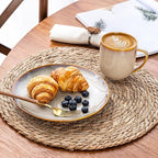 LERATIO Ceramic Dinnerware Sets for 4,16-Piece Reactive Glaze Plates and Bowls Set with Mugs,Highly Chip and Crack Resistant | Dishwasher,Microwave & Oven Safe Dishes set-Kahki