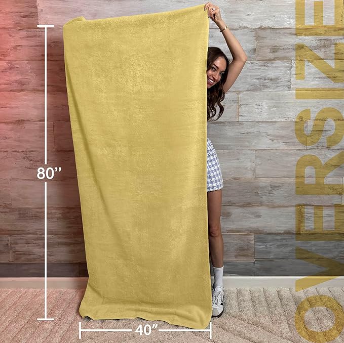 TEXTILOM 100% Turkish Cotton Oversized Luxury Bath Sheets, Jumbo & Extra Large Bath Towels Sheet for Bathroom and Shower with Maximum Softness & Absorbent (40 x 80 inches)- Yellow