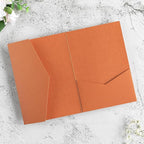 20 PCS Burnt Orange Tri-fold Laser Cut Wedding Invitation Pockets for 5x7 Wedding Cards Bridal Shower Engagement Quinceanera Invitation