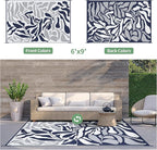 GENIMO Outdoor Rug 6' x 9' Waterproof for Patio Clearance, Reversible Plastic Straw Camping Carpet, Lightweight Rugs Mats for Rv, Backyard, Deck, Porch, Picnic, Beach, Balcony, Blue & White
