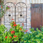 2 Pack Metal Garden Trellis 86.7" Black Fence Rustproof Garden Trellis for Climbing Plants Support Roses Flower Outdoor Lawn, Black