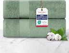 TEXTILOM 100% Turkish Cotton 2 Pcs Bath Towel Set, Luxury Bath Towels for Bathroom, Soft & Absorbent Hotel Quality Bathroom Towels Set (27 x 54 inches)- Green