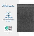 Cotton Paradise Hand Towels for Bathroom, 100% Cotton Turkish 4 Piece Hand Towel Set, Soft Absorbent Face Towels, Dark Gray Hand Towels