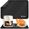 Heat Resistant Mat for Air Fryer Site - 23.6 x 15.7in, Fireproof Silicone Mats for Kitchen Counter, Countertop Protector, Non-slip & Waterproof for Deep Fryer, Oven, Coffee machine (Black)