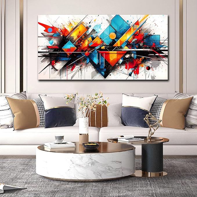 CIRABKY Colorful Wall Art for Living Room Large Size - Abstract Canvas Art - Home Office Decor Ready to Hang Size 29" x 59"