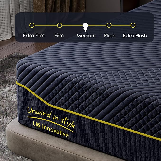 14 Inch King Mattress Memory Foam Medium with Green Tea Cooling Gel, CertiPUR-US Certified, Breathable & Supportive Mattress in a Box, Navy Blue