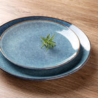 AmorArc Ceramic Dinnerware Sets for 6, 18 Pieces Handpainted Plates and Bowls Set, Scratch Resistant Stoneware Dishes Set, Dishwasher & Microwave Safe, Ceylon Blue