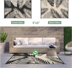 GENIMO Outdoor Rug 4' x 6' Waterproof for Patios Clearance, Reversible Outdoor Plastic Straw Camping Rug Carpet, Large Area Rugs Mats for RV, Camper, Deck, Balcony, Porch, Beach, Picnic, Black&Beige