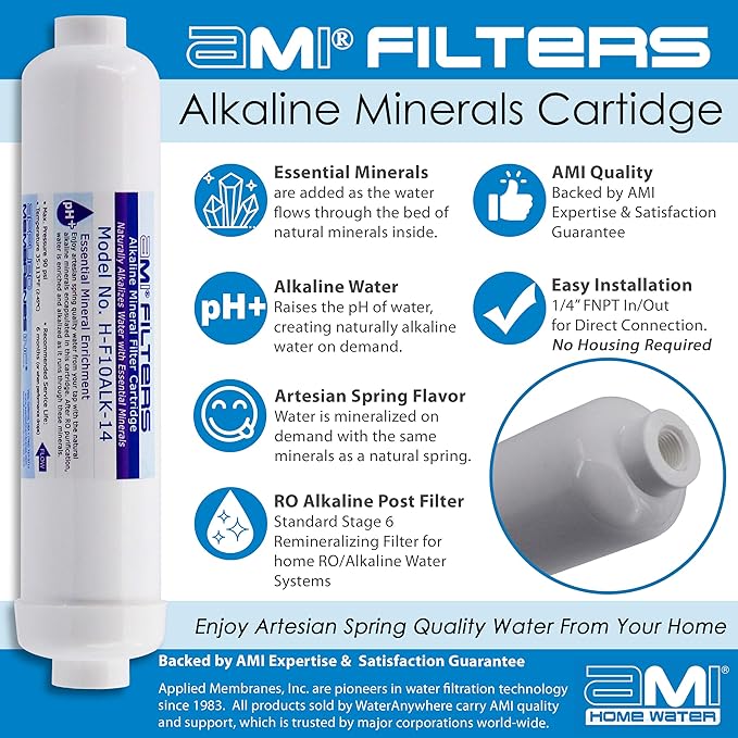 Alkaline Water Filter Replacement Cartridge | Mineral Cartridge for Alkaline Water Filters System | Essential Minerals for Water (1, Alkaline Cartridge Only)