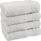 Cotton Paradise 100% Cotton Turkish Washcloth Set for Bathroom, 4 Piece Soft Absorbent Small Hand Face Towels Wash Rags, Silver Grey
