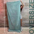 TEXTILOM 100% Turkish Cotton Oversized Luxury Bath Sheets, Jumbo & Extra Large Bath Towels Sheet for Bathroom and Shower with Maximum Softness & Absorbent (40 x 80 inches)- Green