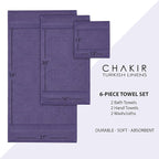 Chakir Turkish Linens Luxury Spa and Hotel Quality Premium Turkish Cotton 6-Piece Towel Set (2 x Bath Towels, 2 x Hand Towels, 2 x Washcloths)