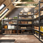 72" H Garage Shelving, 5 Tier Storage Shelves Load 2500 lbs, Adjustable Garage Shelves, Metal Shelving Unit for Warehouse, Basement, Pantry, 40" Wx 16" D x 72" H, Black