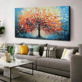 Zoyotago Large Canvas Wall Art for Living Room Bedroom Home Office Orange Yellow Tree of Life Wall Art Modern Hand-painted Oil Painting Size 29x59