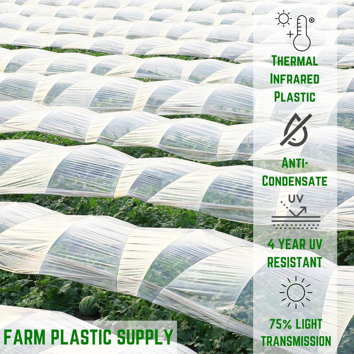 Farm Plastic Supply - Clear Coolmax Greenhouse Plastic Sheeting - 6 Mil - 4 Year UV Resistant Infrared Anti-Condensate Green House Covering Thermal Plastic 6 mil (40' x 70')