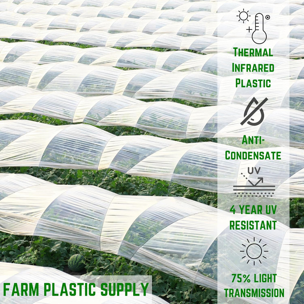 Farm Plastic Supply - Clear Coolmax Greenhouse Plastic Sheeting - 6 Mil - 4 Year UV Resistant Infrared Anti-Condensate Green House Covering Thermal Greenhouse Plastic 6 mil (20' x 20')