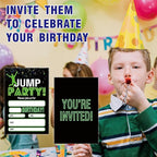 Glow Trampoline Birthday Invitations, Jump Party Invite Cards（20 Count) With Envelopes, Fill In Style Invite Cards For Boys & Girls, Birthday Party Supplies-C01