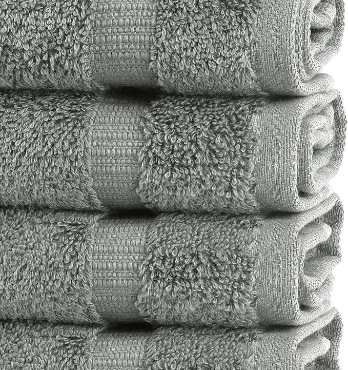 Chakir Turkish Linens | Hotel & Spa Quality 100% Cotton Premium Turkish Towels | Soft & Absorbent (4-Piece Washcloths, Gray)