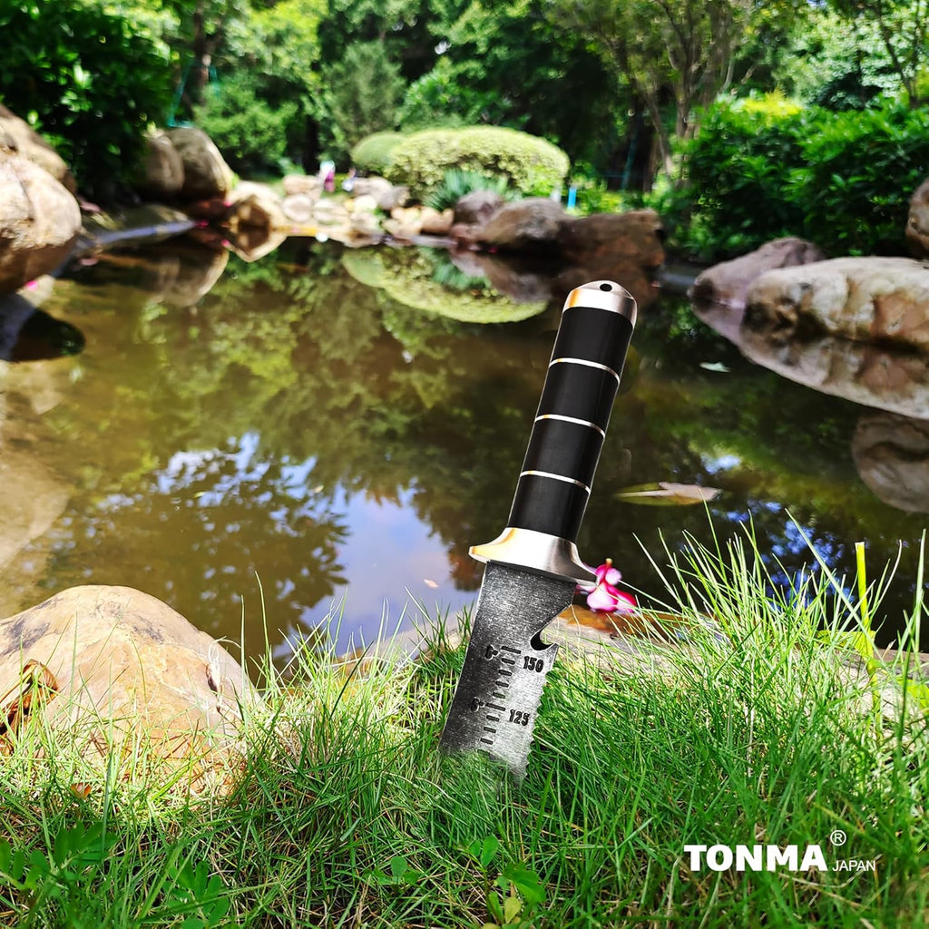 TONMA Hori Hori Garden Knife [Made in Japan] Heavy Duty Stainless Steel Japanese Hori Knife with Sheath Garden Tools for Weeding, Digging, Cutting, Pruning, 7.25-Inch Blade, Full Tang