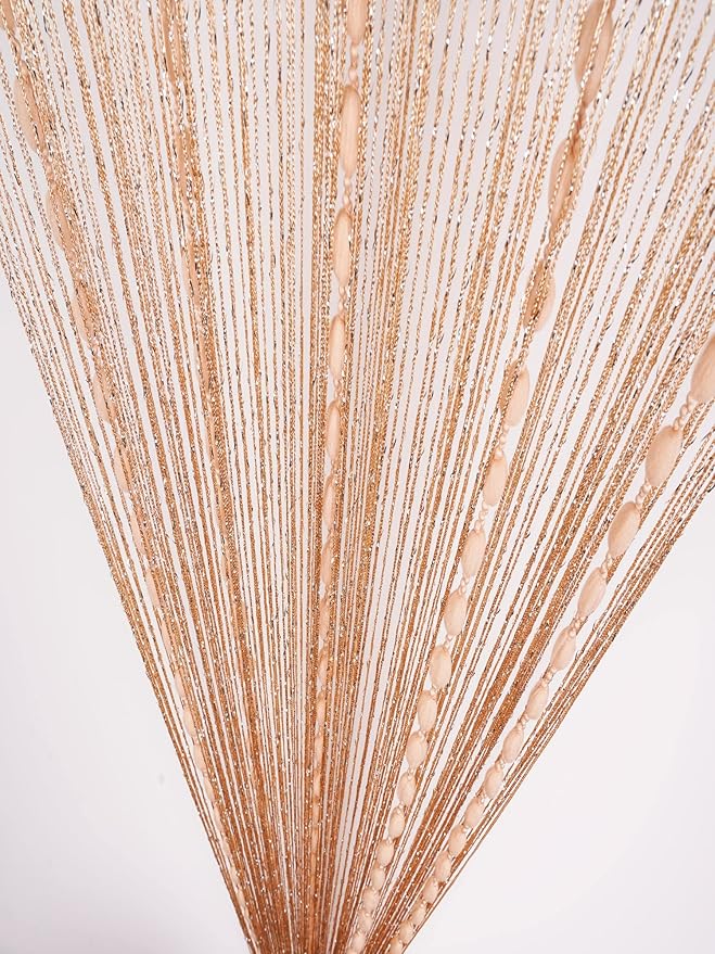 Hysenm Door String 39x79 Inch Curtains Champagne Panel Soft Balls Romantic Glitter Fringe Room Divider Home Décor Wedding Girls Bedroom Window Living Room Backdrop Party Doorways Closet Door,Champagne