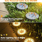 Joomer Solar Ground Lights, 16 Pack 8 LED Solar Lights Outdoor IP68 Waterproof Disc Light In-Ground Landscape Lighting Outdoor for Patio Pathway Lawn Yard Driveway Walkway (Warm White)