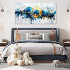 JKWALL77 Big Wall Paintings for Living Room - Blue Abstract Canvas Wall Art - Modern Wall Decor Ready to Hang Size 29" x 59"