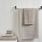 Modern Threads 6-Piece 100% Combed Cotton Yarn Dyed Cobblestone Jacquard Towel Set Flax