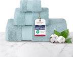 TEXTILOM 100% Turkish Cotton 3 Pcs Bath Towel Set, Luxury Bath Towels for Bathroom, Soft & Absorbent Bathroom Towels Set (1 Bathtowel, 1 Hand Towel, 1 Washcloth)- Aqua