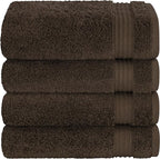 Cotton Paradise Hand Towels for Bathroom, 100% Cotton Turkish 4 Piece Hand Towel Set, Soft Absorbent Face Towels, Brown Hand Towels
