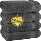 Cotton Paradise Hand Towels for Bathroom, 100% Cotton Turkish 4 Piece Hand Towel Set, Soft Absorbent Face Towels, Dark Gray Hand Towels