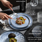 HaWare Dinnerware Sets, 24-Piece Plates and Bowls Set, Stoneware Dish Set for 8, Ceramic Dinnerware for Home Restaurant, Chip and Scratch Resistant, Microwave and Dishwasher Safe, Reactive Blue