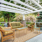 GENIMO Outdoor Rug Waterproof 6'x9' for Patio, Foldable Reversible Plastic Straw Carpet for Travel Trailers, Outside Area Mat for Rv, Deck, Picnic, Porch, Camper, Balcony, Beach, Brown & Beige