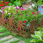 Sungmor Decorative Cast Iron Garden Edging, 4 Pack Full Rusted Victorian Garden Edging Landscape Border, Vintage Metal Yard Stake Low Picket Fence, 11.8" Tall Outdoor Flower Bed Lawn Fence Panels