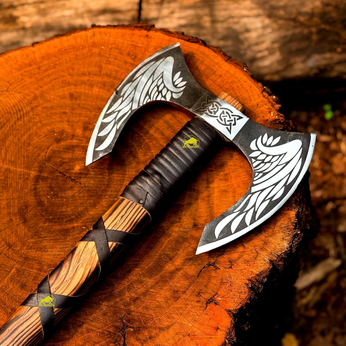 MDM-012 Custom Hand Forged Viking Axe Real Tomahawk Viking Hatchet Beared Camping Axe, 5160 HIGH Carbon Steel Blade, Throwing Set Vintage Ax Viking Gift for Him Ax