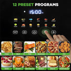 Nutrichef Electric Air Fryer Tenderizer 6.3 Quart | 12-1 Preset Cooking Functions | Includes Tenderizing Function | Digital Display | Transparent Window For Best Cooking Results | Black