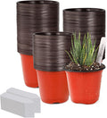 TDHDIKE 4" Small Plastic Plant Pots with 200 Red Seed Starting Pots for Indoor and Outdoor Planting