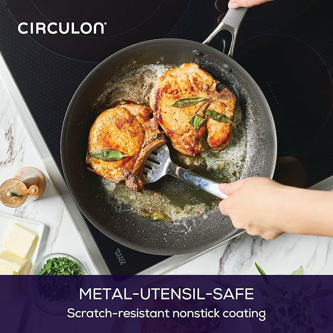 Circulon A1 Series with ScratchDefense Technology Nonstick Induction Frying Pan/Skillet, 12 Inch, Graphite