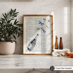 Poster Master Dictionary Art Poster - Champagne Bottle Print - Dragonfly Art - Alcohol Art - Gift for Men, Women & Bartender - Great Decor for Bar, Kitchen or Restaurant, 18x24 Unframed Wall Art