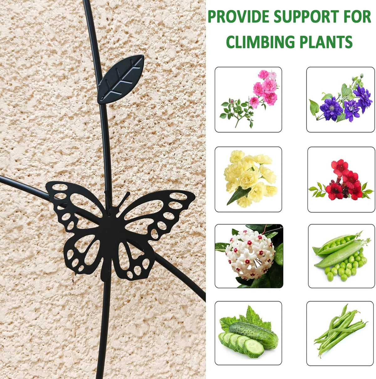 4 Pack Metal Garden Trellis 71" Tall Outdoor Climbing Plant Support for Roses, Flowers, Rustproof Durable Black Galvanized Tube, Lawn Garden Fence Decor Screen (4pcs, 71" H)