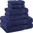 Cotton Paradise 6 Piece Towel Set 100% Cotton Soft Absorbent Turkish Towels for Bathroom 2 Bath Towels 2 Hand Towels 2 Washcloths, Navy Blue Towel Set