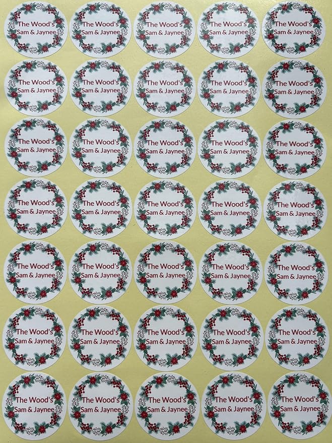 Custom Stickers for Weddings, Birthdays & Businesses - Personalized Labels with Your Logo - Waterproof, Fade and Heat Resistant - Pack of 100-1000 (Wreath N, 3 Inch)