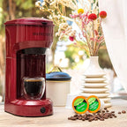 Mixpresso 2 in 1 Coffee Brewer, Single Serve & Personal Coffee Maker, Compact Size Mini, Quick Brew Technology, 14oz Red